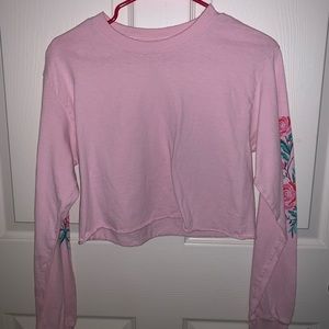Long Sleeve Cropped Roses Shirt